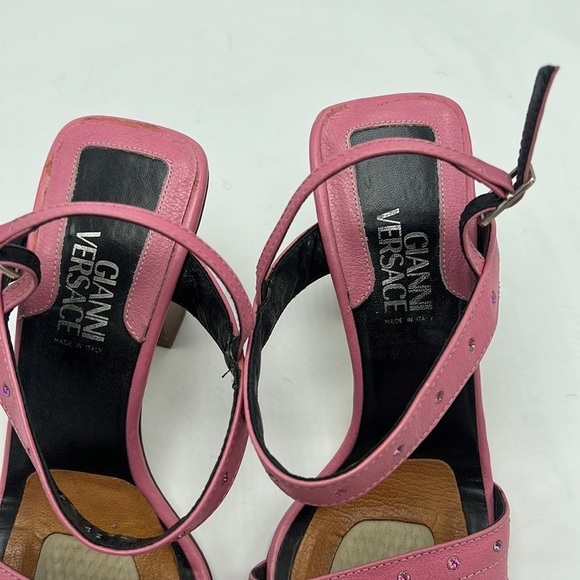 GIANNI VERSACE HEEL WITH DIAMONTE DETAIL Y2k barbie pink size 8 / 38 vintagee - Picture 10 of 10